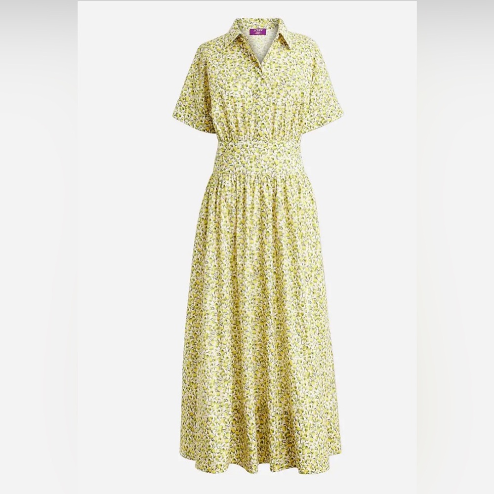 NWT J.Crew Fitted-waist Shirtdress in Liberty Eliza’s Yellow fabric Size 0